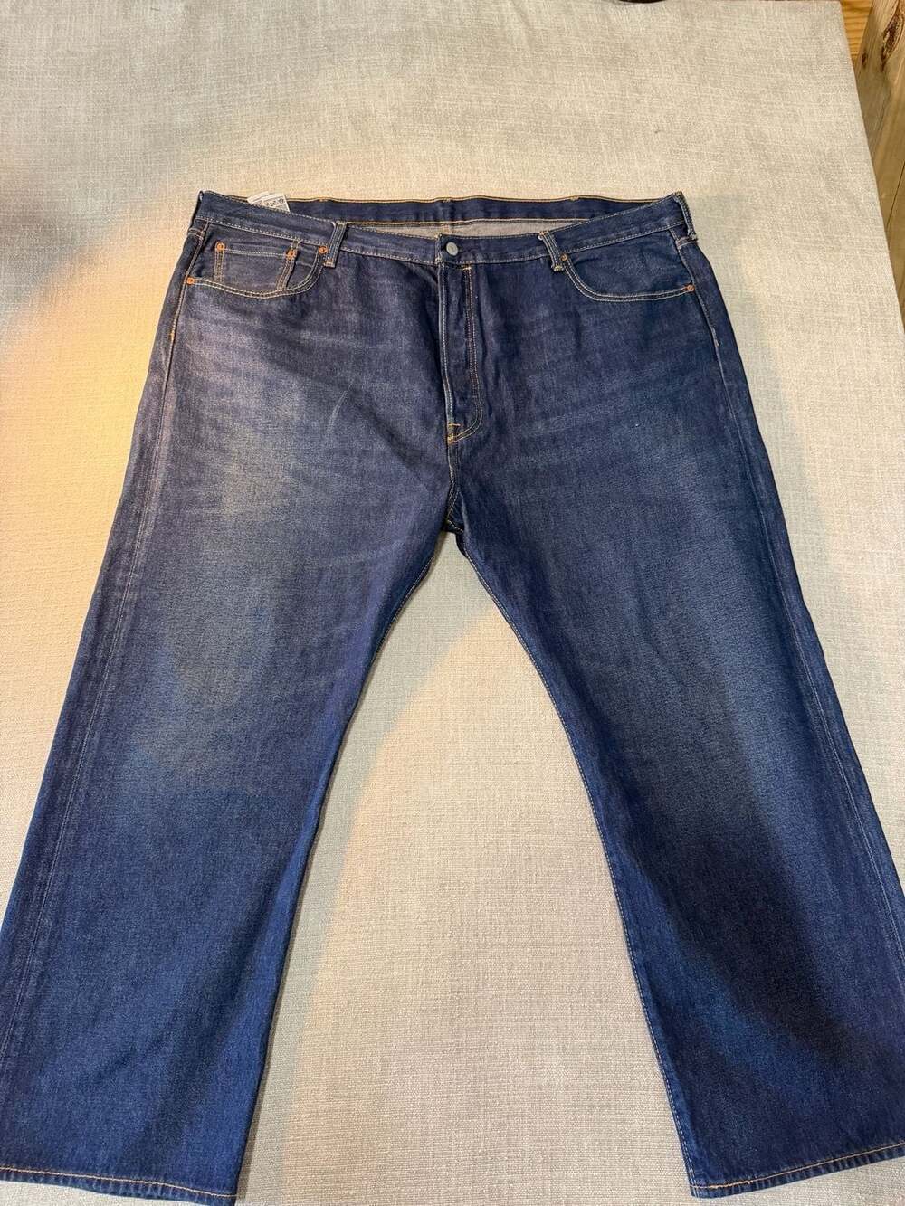 Levis 501 Jeans Straight Leg Button Fly Med Blue Denim 35x32 mens